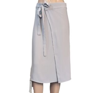NEW Look By M Gray Wrap Skirt Womens One Size Tie Waist Midi Length